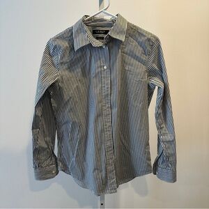 LaurenRalph Lauren Grey and White Striped Shirt Small